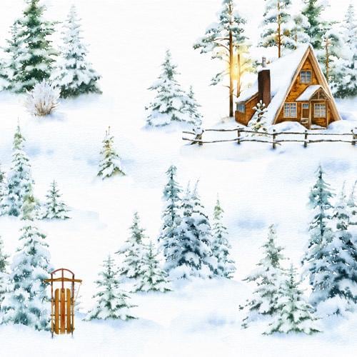 Country Winter Scrapbook Paper 8x8, Winter Woodland Paper, 10 Double Sided Sheets, Christmas Junk Journal & Card Making Supplies