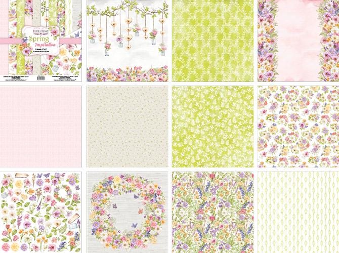 Spring Inspiration Scrapbook Paper 8x8, Floral Botanical Paper, 10 Double Sided Sheets, Junk Journal & Card Making Supplies