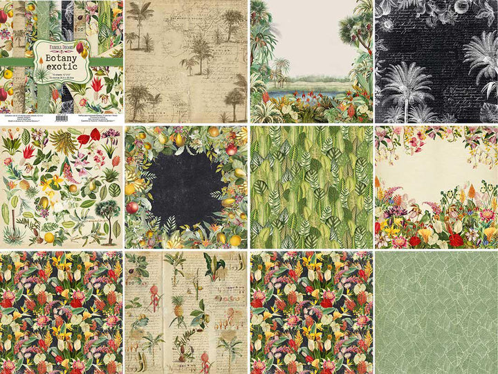 Botany Exotic Scrapbook Paper Pad 8x8, Double-Sided Botanical Paper, Tropical Paper for Junk Journal Crafts