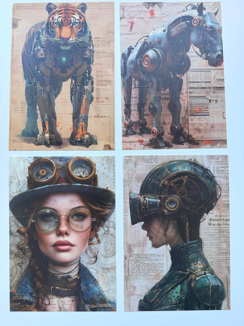 Set of 20 Steampunk Postcards 14.5 x 10 cm, Victorian Fantasy Cards, Clockwork Ephemera, Junk Journal Scrapbooking Supplies