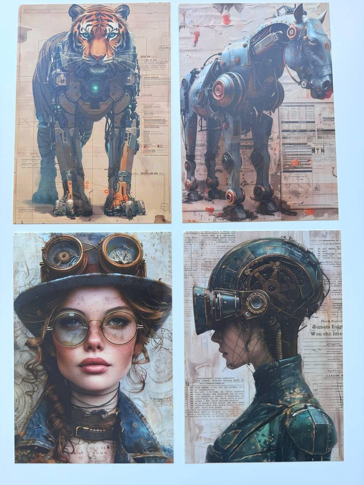 Set of 20 Steampunk Postcards 14.5 x 10 cm, Victorian Fantasy Cards, Clockwork Ephemera, Junk Journal Scrapbooking Supplies