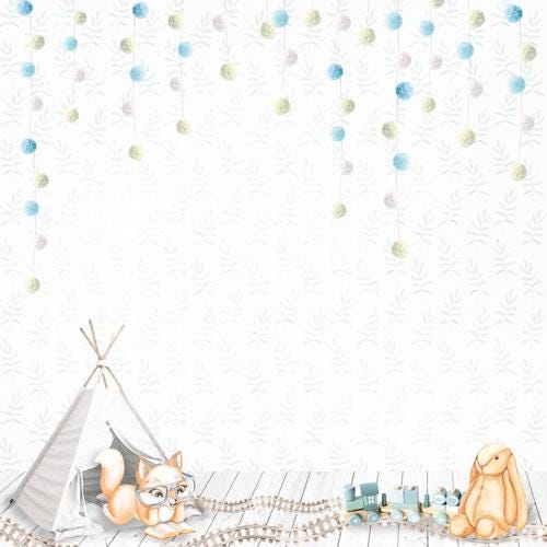 Funny Fox Boy Scrapbook Paper 8x8, 10 Double Sided Sheets, Cute Fox Paper, Baby Boy Album, Junk Journal, Card Making