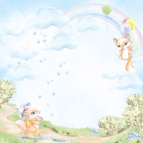 Funny Fox Boy Scrapbook Paper 8x8, 10 Double Sided Sheets, Cute Fox Paper, Baby Boy Album, Junk Journal, Card Making