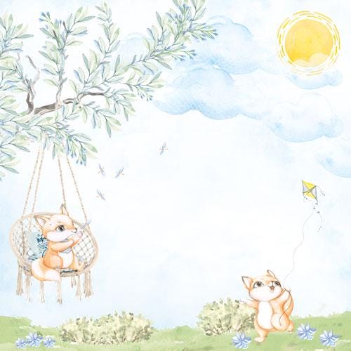 Funny Fox Boy Scrapbook Paper 8x8, 10 Double Sided Sheets, Cute Fox Paper, Baby Boy Album, Junk Journal, Card Making