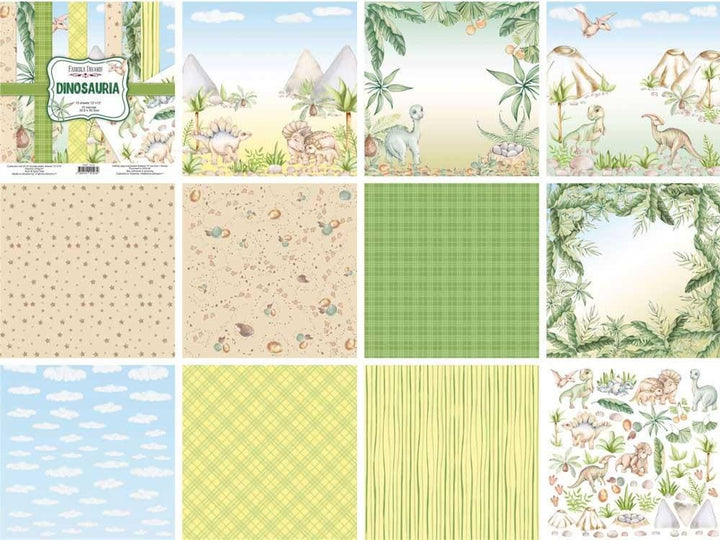 Dinosaur Scrapbook Paper 8x8, 10 Double Sided Sheets, Kids Dinosaur Paper, Baby Album, Junk Journal, Card Making Crafts