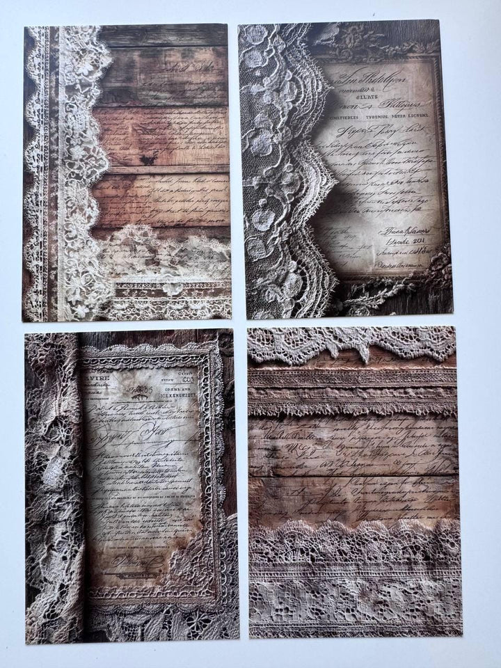 Set of 20 Vintage Lace Postcards 14.5 x 10 cm, Shabby Chic Ephemera Cards, Junk Journal Scrapbooking Supplies