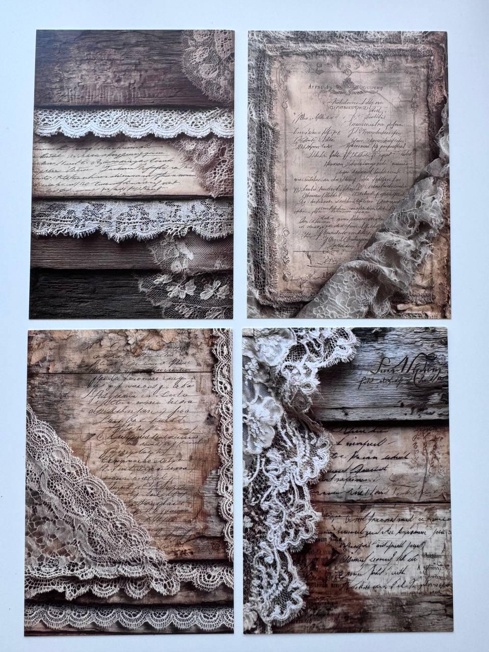 Set of 20 Vintage Lace Postcards 14.5 x 10 cm, Shabby Chic Ephemera Cards, Junk Journal Scrapbooking Supplies