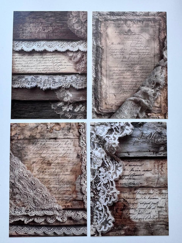 Set of 20 Vintage Lace Postcards 14.5 x 10 cm, Shabby Chic Ephemera Cards, Junk Journal Scrapbooking Supplies
