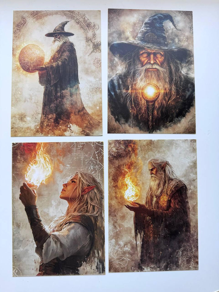 Set of 20 Fantasy Wizard Postcards 14.5 x 10 cm, Magic Witch Cards, Dark Academia Ephemera, Junk Journal Scrapbooking Supplies