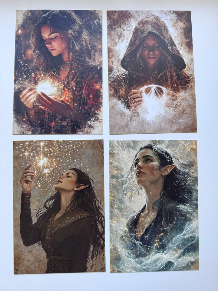 Set of 20 Fantasy Wizard Postcards 14.5 x 10 cm, Magic Witch Cards, Dark Academia Ephemera, Junk Journal Scrapbooking Supplies