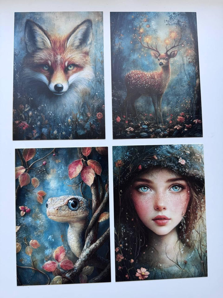 Set of 20 Enchanted Forest Postcards 14.5 x 10 cm, Fairy Woodland Cards, Fantasy Nature Ephemera, Junk Journal Scrapbooking Supplies