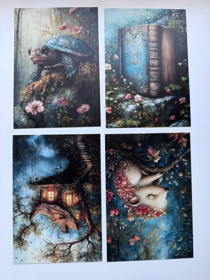 Set of 20 Enchanted Forest Postcards 14.5 x 10 cm, Fairy Woodland Cards, Fantasy Nature Ephemera, Junk Journal Scrapbooking Supplies