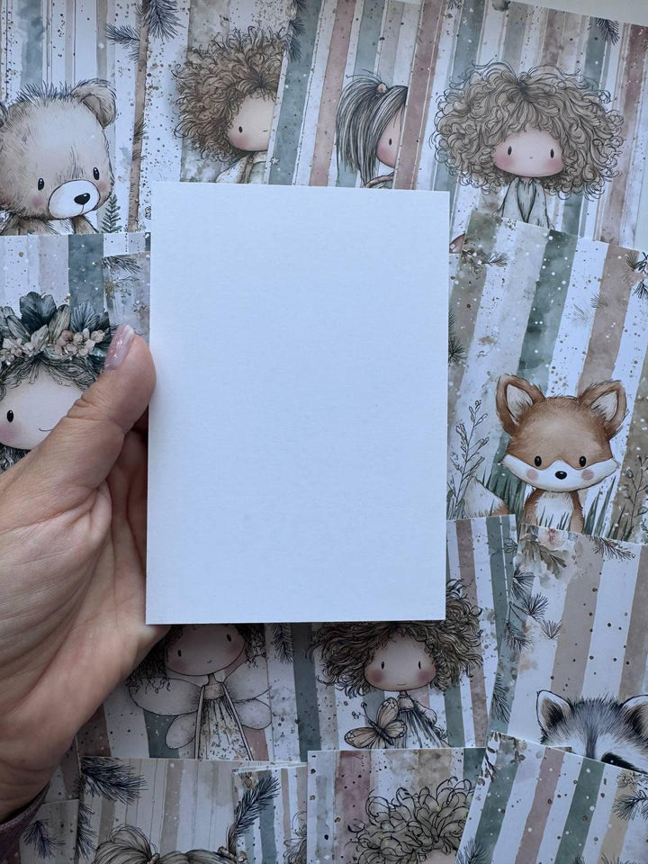 Set of 20 Cute Woodland Postcards 14.5 x 10 cm, Whimsical Girls & Animals, Forest Ephemera, Junk Journal Scrapbooking Cards