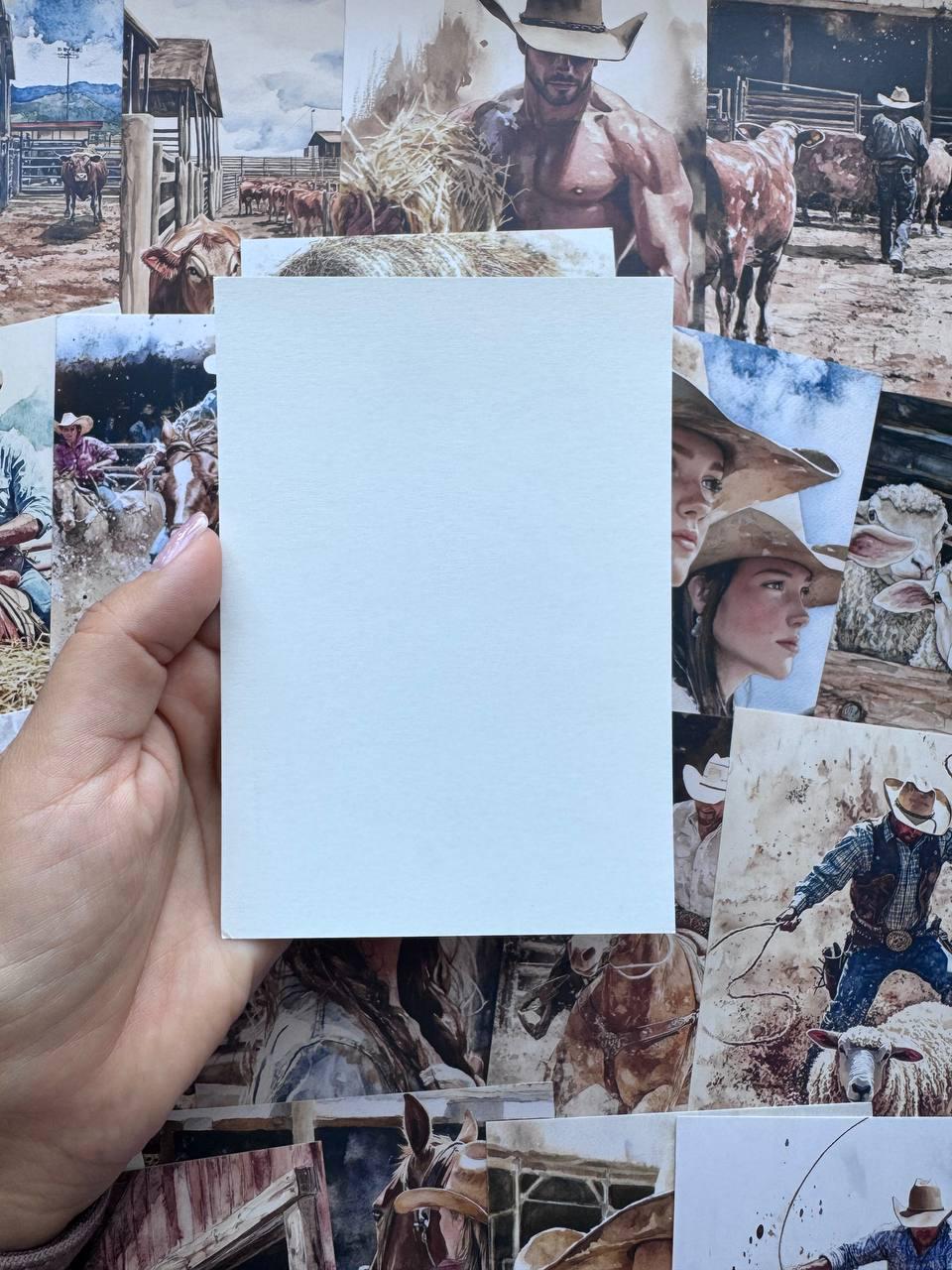 Set of 20 Cowboy Western Postcards 14.5 x 10 cm, Rodeo Horse Cards, Cowgirl Ranch Ephemera, Junk Journal Scrapbooking Supplies