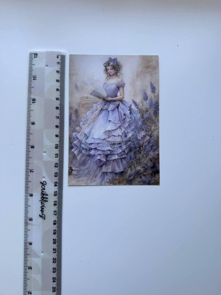 Set of 20 Lavender Postcards 14.5 x 10 cm, Purple Floral Cards, Provence Cottagecore Ephemera, Junk Journal Scrapbooking Supplies