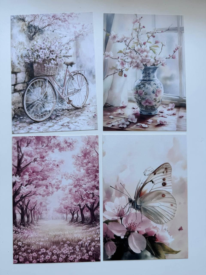 Set of 20 Japanese Garden Postcards 14.5 x 10 cm, Cherry Blossom Cards, Sakura Nature Ephemera, Junk Journal Scrapbooking Supplies
