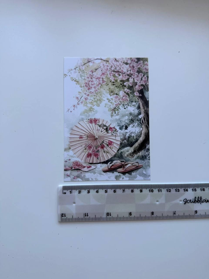 Set of 20 Japanese Garden Postcards 14.5 x 10 cm, Cherry Blossom Cards, Sakura Nature Ephemera, Junk Journal Scrapbooking Supplies