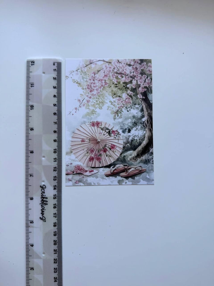 Set of 20 Japanese Garden Postcards 14.5 x 10 cm, Cherry Blossom Cards, Sakura Nature Ephemera, Junk Journal Scrapbooking Supplies