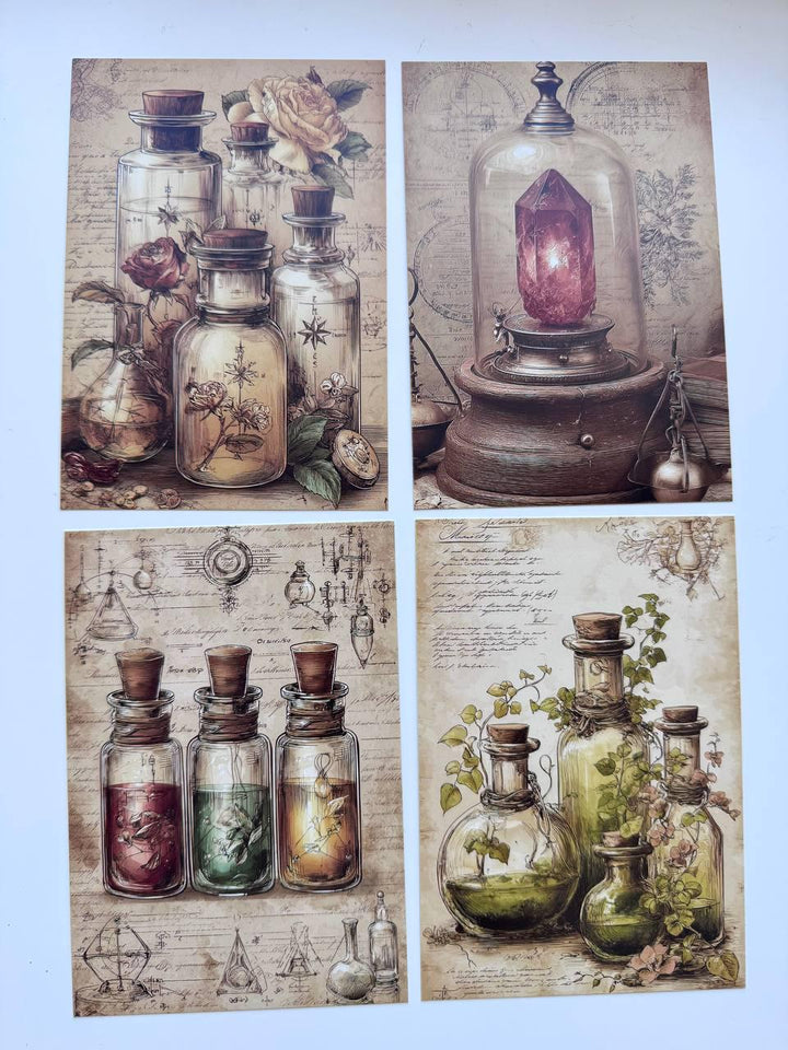 Set of 20 Vintage Apothecary Postcards 14.5 x 10 cm, Potion Bottle Cards, Alchemy Ephemera, Junk Journal Scrapbooking Supplies