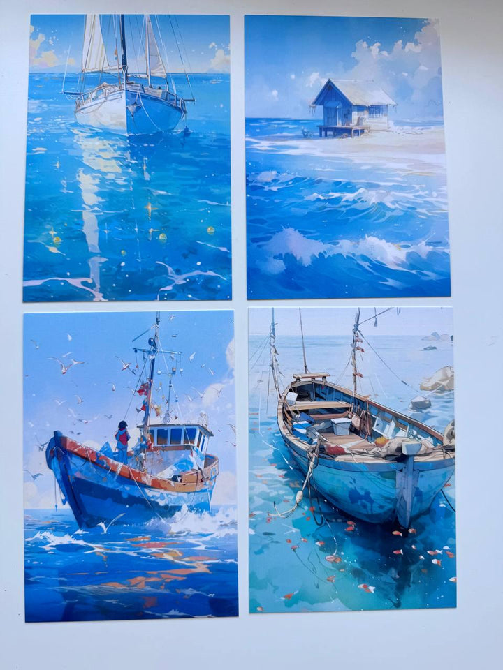 Set of 20 Ocean Postcards 14.5 x 10 cm, Sea Turtle Shark Jellyfish Cards, Nautical Ephemera, Junk Journal Scrapbooking Supplies