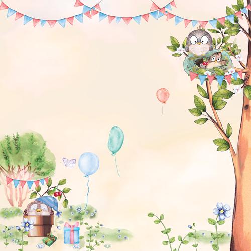 Cutie Sparrow Boy Scrapbook Paper 8x8 Inch, 10 Double Sided Sheets, Baby Boy Craft Paper, Card Making, Junk Journal Supplies