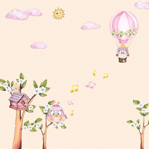 Cutie Sparrow Girl Scrapbook Paper 8x8 Inch, 10 Double Sided Sheets, Baby Girl Craft Paper, Card Making, Junk Journal Supplies