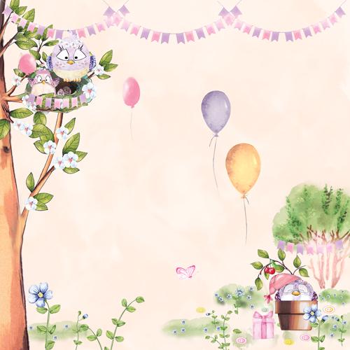 Cutie Sparrow Girl Scrapbook Paper 8x8 Inch, 10 Double Sided Sheets, Baby Girl Craft Paper, Card Making, Junk Journal Supplies