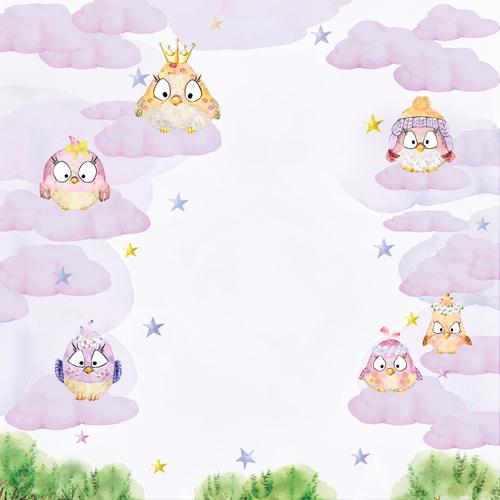 Cutie Sparrow Girl Scrapbook Paper 8x8 Inch, 10 Double Sided Sheets, Baby Girl Craft Paper, Card Making, Junk Journal Supplies