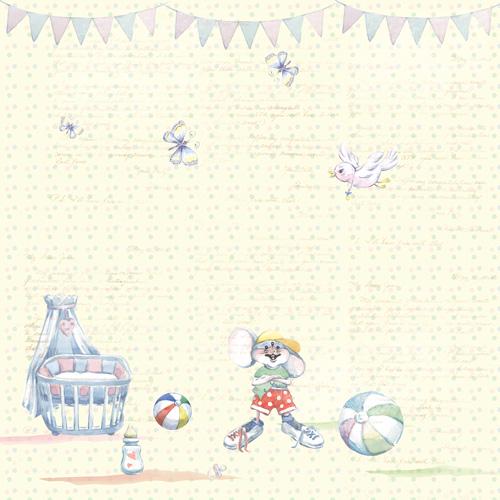 My Little Mousy Boy Scrapbook Paper 8x8 Inch, 10 Double Sided Sheets, Baby Boy Paper, Card Making, Junk Journal Supplies