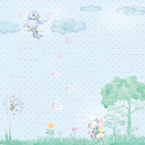 My Little Mousy Boy Scrapbook Paper 8x8 Inch, 10 Double Sided Sheets, Baby Boy Paper, Card Making, Junk Journal Supplies