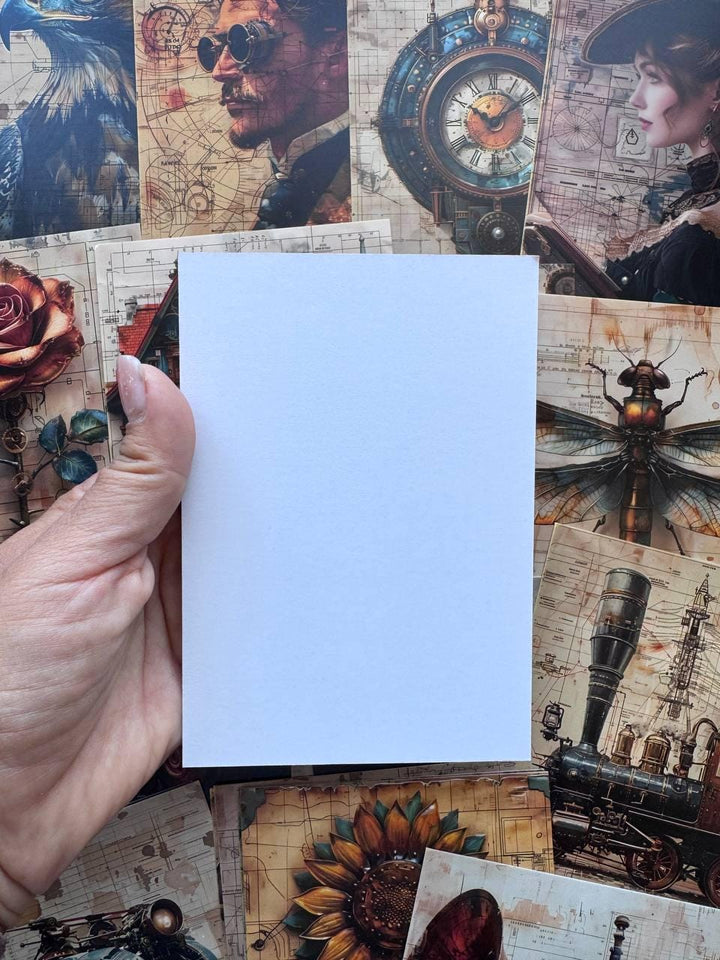 Set of 20 Steampunk Postcards 14.5 x 10 cm, Victorian Fantasy Cards, Clockwork Ephemera, Junk Journal Scrapbooking Supplies