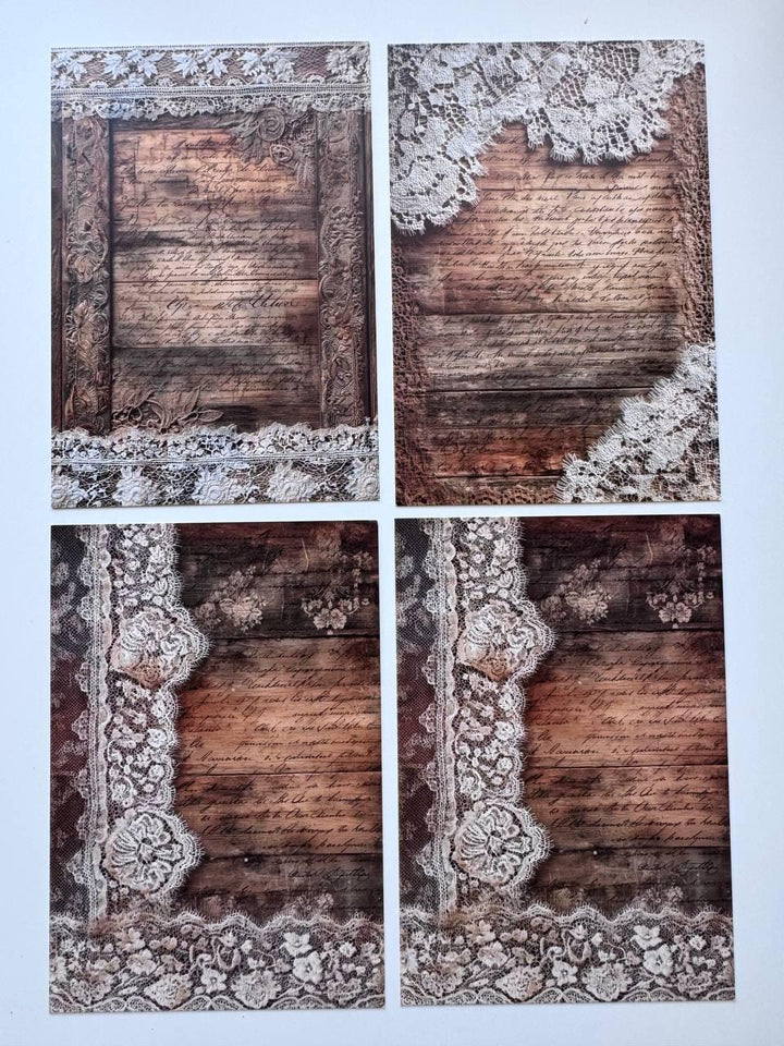 Set of 20 Vintage Lace Postcards 14.5 x 10 cm, Shabby Chic Ephemera Cards, Junk Journal Scrapbooking Supplies