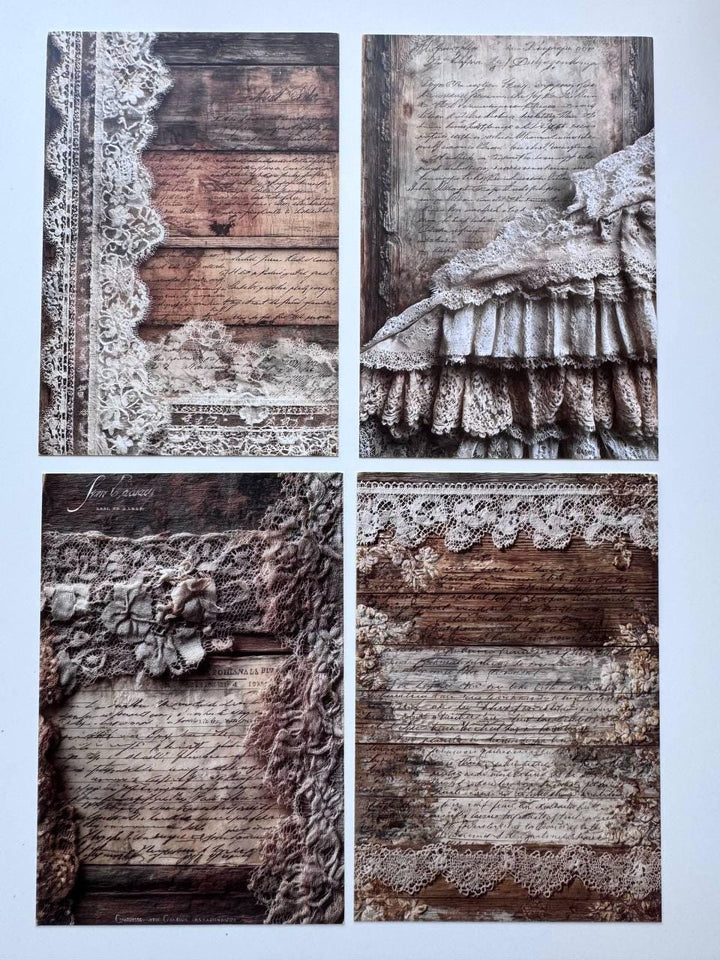 Set of 20 Vintage Lace Postcards 14.5 x 10 cm, Shabby Chic Ephemera Cards, Junk Journal Scrapbooking Supplies