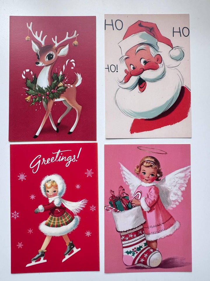 Set of 20 Vintage Christmas Postcards 14.5 x 10 cm, Retro Santa Holiday Cards, Mid Century Christmas Ephemera, Junk Journal Supplies