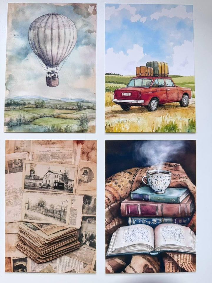 Set of 20 Vintage Travel Postcards 14.5 x 10 cm, Retro Adventure Cards, London Paris Travel Ephemera, Junk Journal Scrapbooking