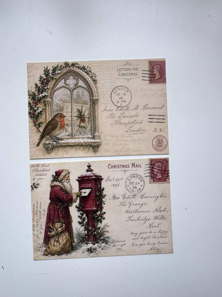 Set of 20 Vintage Christmas Postcards 14.5x10 cm, Victorian Winter Mail, Holiday Ephemera, Junk Journal & Scrapbooking Cards