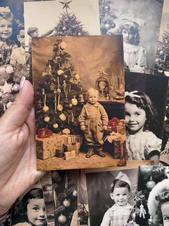 Set of 20 Vintage Christmas Postcards 14.5x10 cm, Retro Children Christmas Cards, Old Photo Ephemera, Junk Journal Scrapbook Supplies