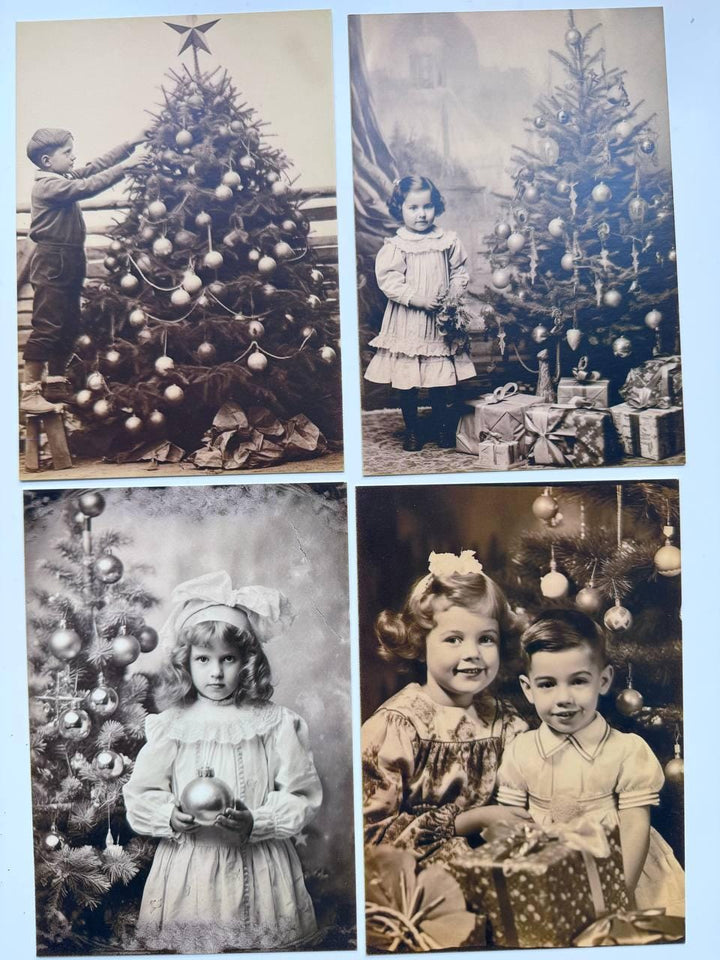 Set of 20 Vintage Christmas Postcards 14.5x10 cm, Retro Children Christmas Cards, Old Photo Ephemera, Junk Journal Scrapbook Supplies