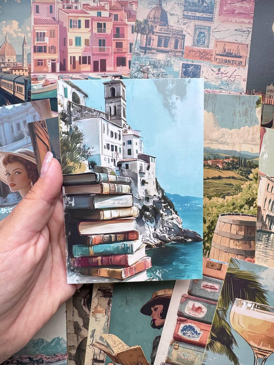 Set of 20 Italy Travel Postcards 14.5x10 cm, Vintage Mediterranean Cards, Venice Tuscany Rome Ephemera, Junk Journal Scrapbook Supplies