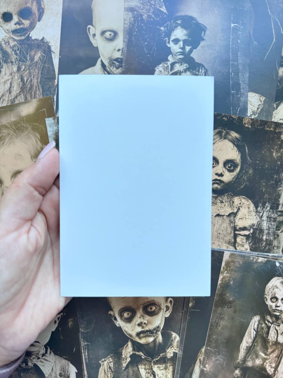 Set of 20 Creepy Halloween Postcards, Gothic Vintage Horror Art Cards, Spooky Children Illustrations, Blank Back, 14.5 x 10 cm