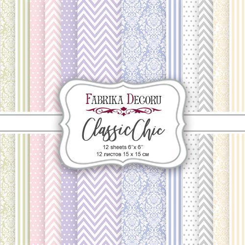 Classic Chic Scrapbook Paper 6x6 Inch, 12 Double Sided Sheets, Pastel Pattern Paper, Card Making, Junk Journal Craft Supplies