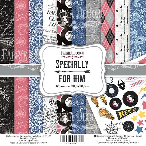 Specially for Him Scrapbook Paper 12x12 Inch, 10 Double Sided Sheets, Masculine Craft Paper, Junk Journal, Card Making Supplies
