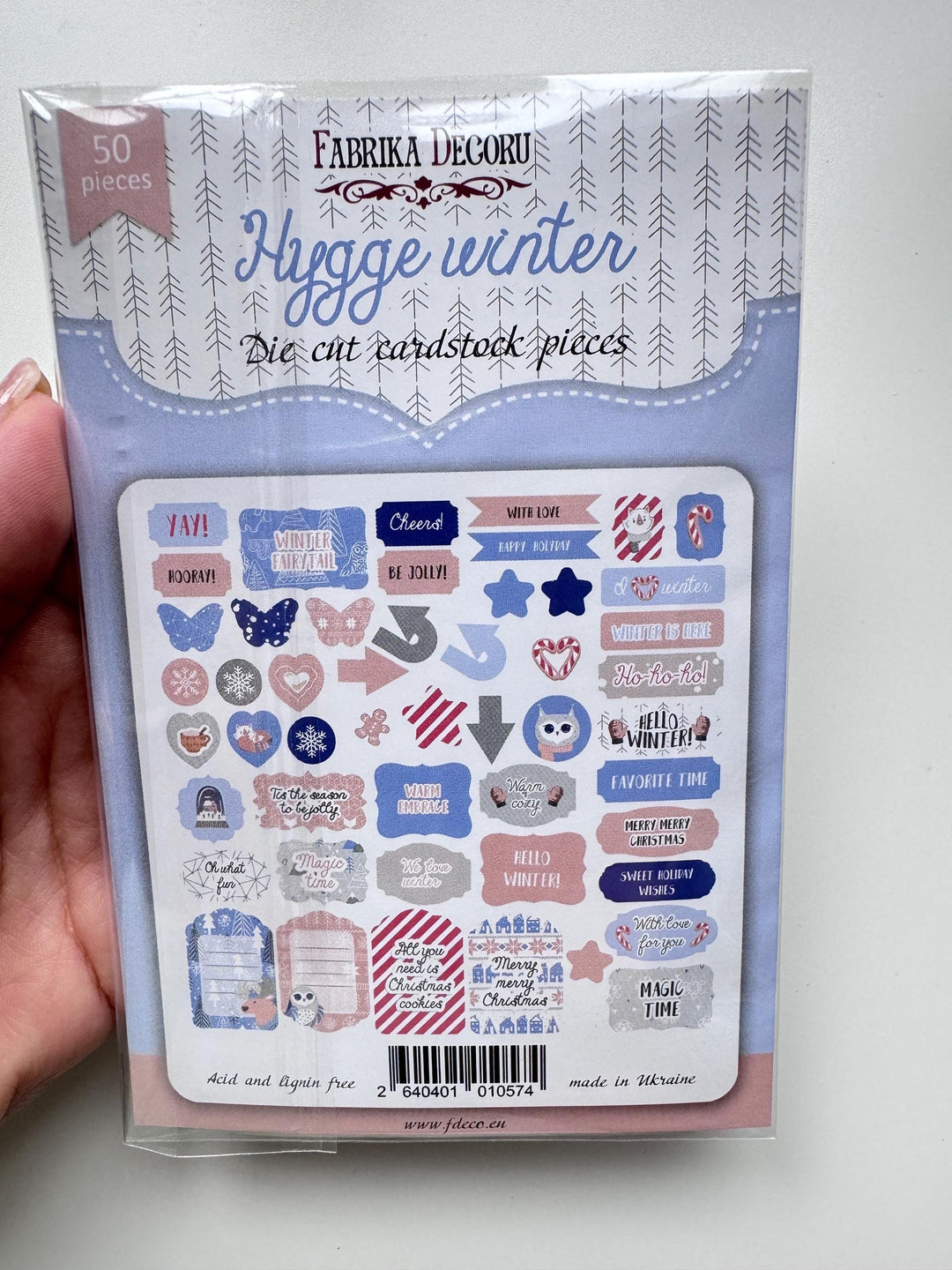 50 Hygge Winter Die Cuts, Christmas Words & Labels, Winter Ephemera, Cardstock Pieces, NOT Stickers, No Adhesive