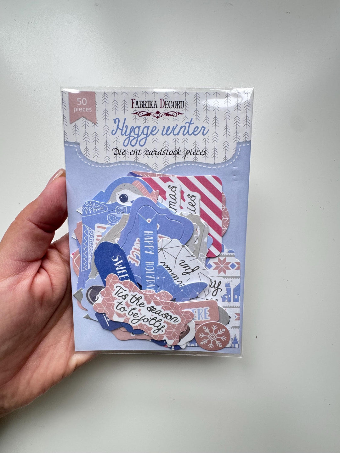 50 Hygge Winter Die Cuts, Christmas Words & Labels, Winter Ephemera, Cardstock Pieces, NOT Stickers, No Adhesive