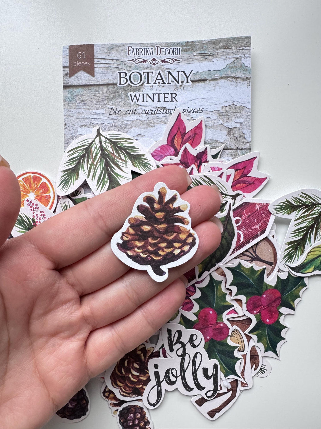 61 Christmas Die Cuts, Winter Botanical Ephemera, Poinsettia & Deer Cardstock Pieces, NOT Stickers, No Adhesive, Junk Journal