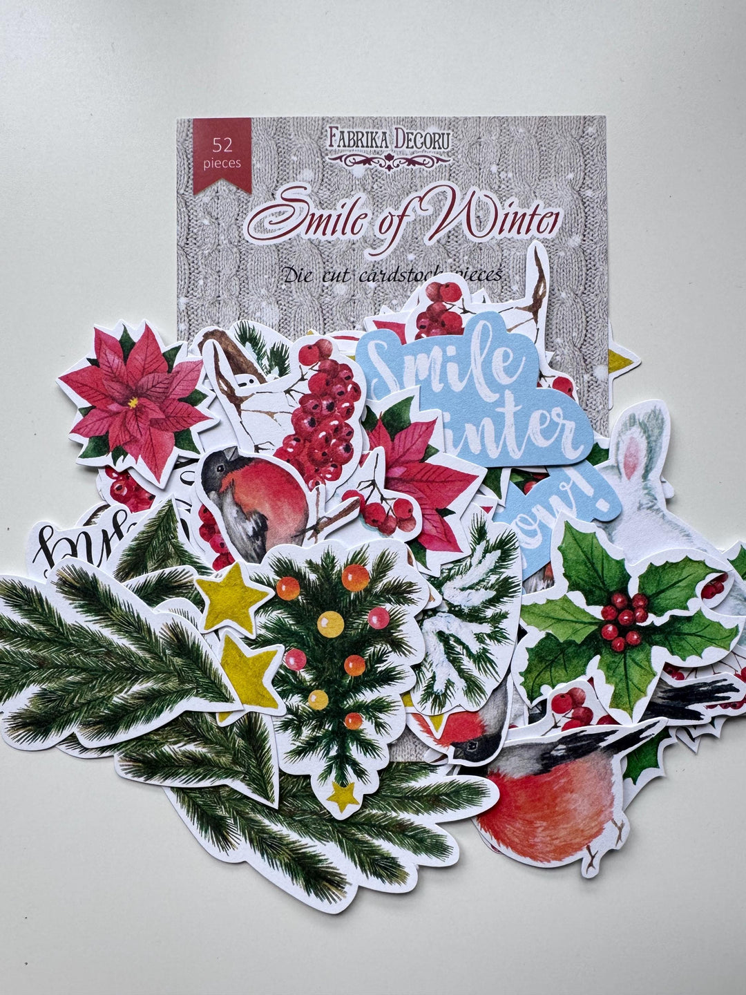 Winter Die Cuts 52 pcs, Christmas Cardstock Ephemera, Winter Animals & Birds, Scrapbooking Supplies, NOT Stickers, No Adhesive