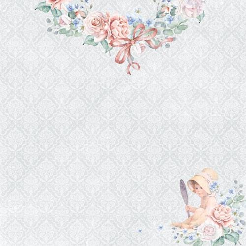 Shabby Baby Girl Scrapbook Paper 8x8 Inch, 10 Double Sided Sheets, Floral Baby Paper, Junk Journal, Card Making Supplies