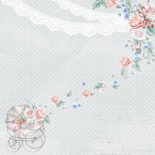 Shabby Baby Girl Scrapbook Paper 8x8 Inch, 10 Double Sided Sheets, Floral Baby Paper, Junk Journal, Card Making Supplies