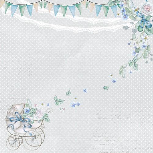 Shabby Baby Boy Scrapbook Paper 8x8 Inch, 10 Double Sided Sheets, Floral Baby Paper, Junk Journal, Card Making Supplies