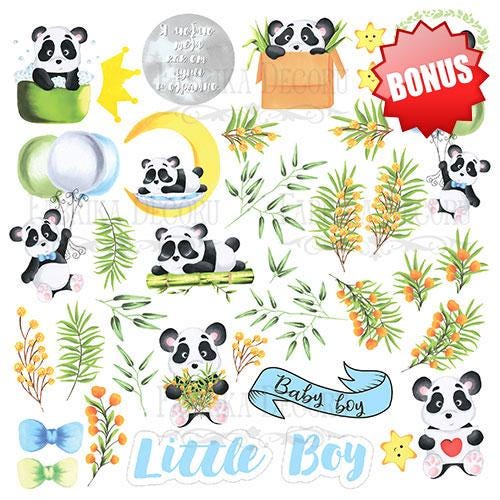 My Little Panda Boy Scrapbook Paper 8x8 Inch, 10 Double Sided Sheets, Baby Boy Paper, Junk Journal, Card Making Supplies